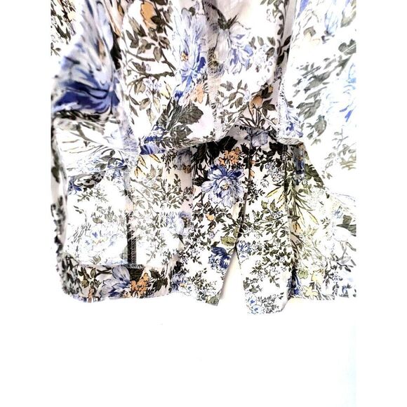 Womens  Vintage blouse button romantic chic floral short sleeve blue plus 16. - Picture 3 of 11